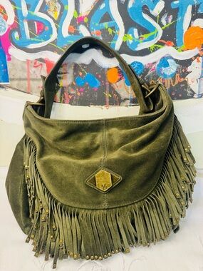 Luxe Rachel Zoe Suede Shoulder Bag with Fringe